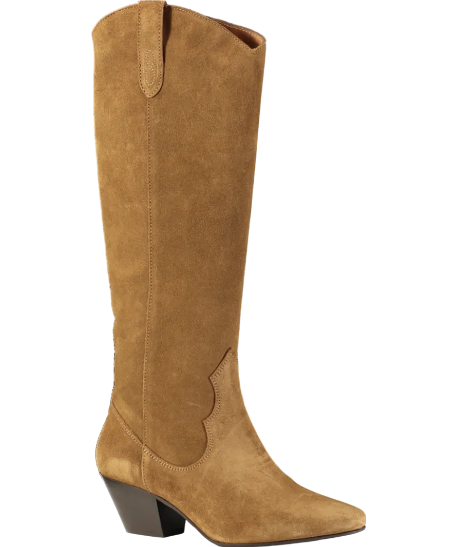 DUO Brown Saffron Knee High Boots In Marigold Suede UK 7 EU 40 