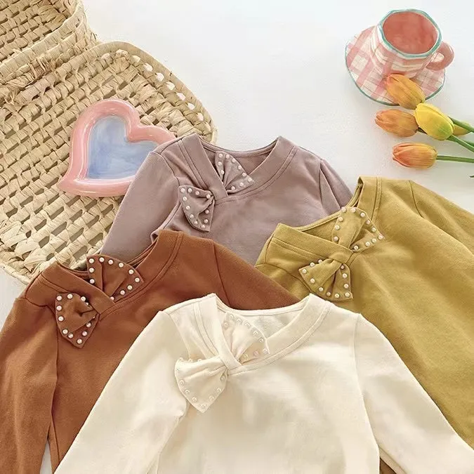 Pearl Bow Long Sleeve Top