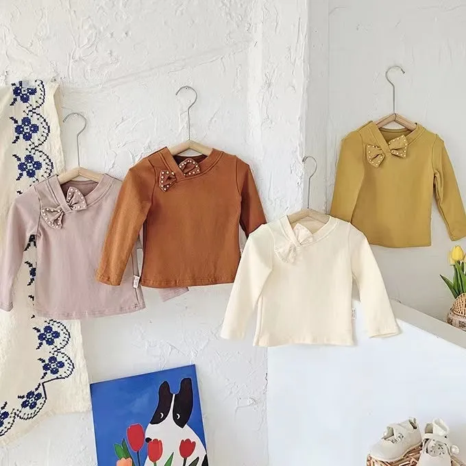 Pearl Bow Long Sleeve Top