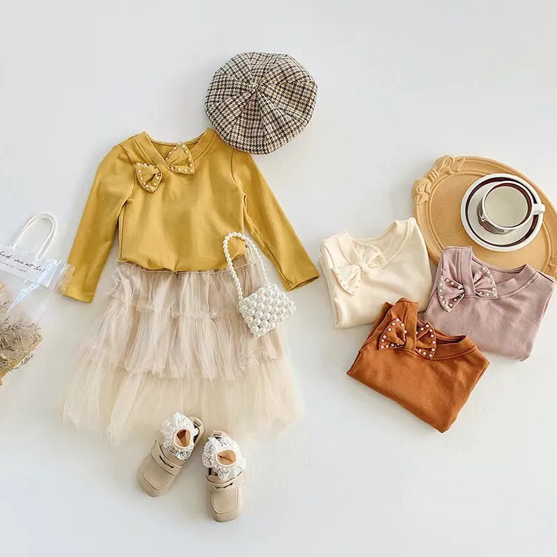 Pearl Bow Long Sleeve Top