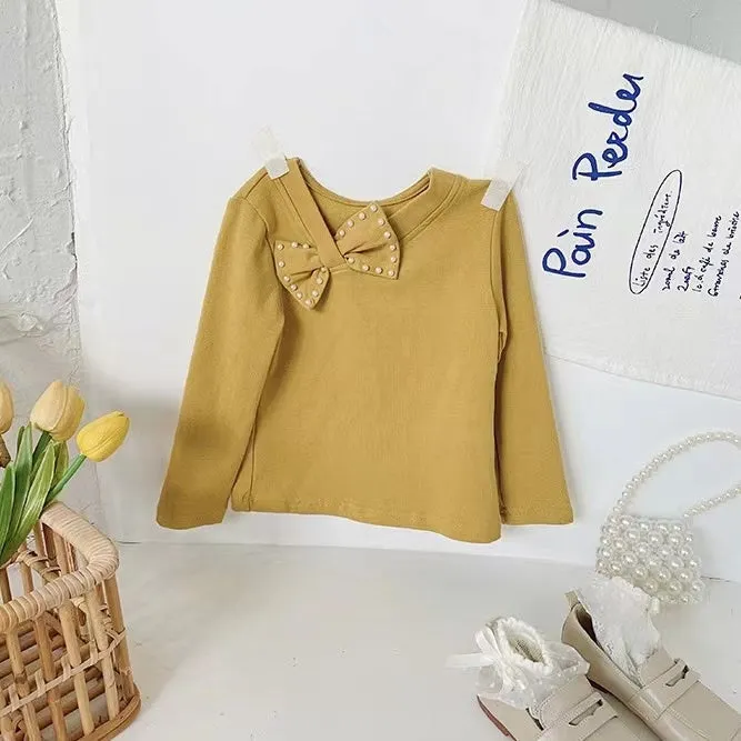 Pearl Bow Long Sleeve Top