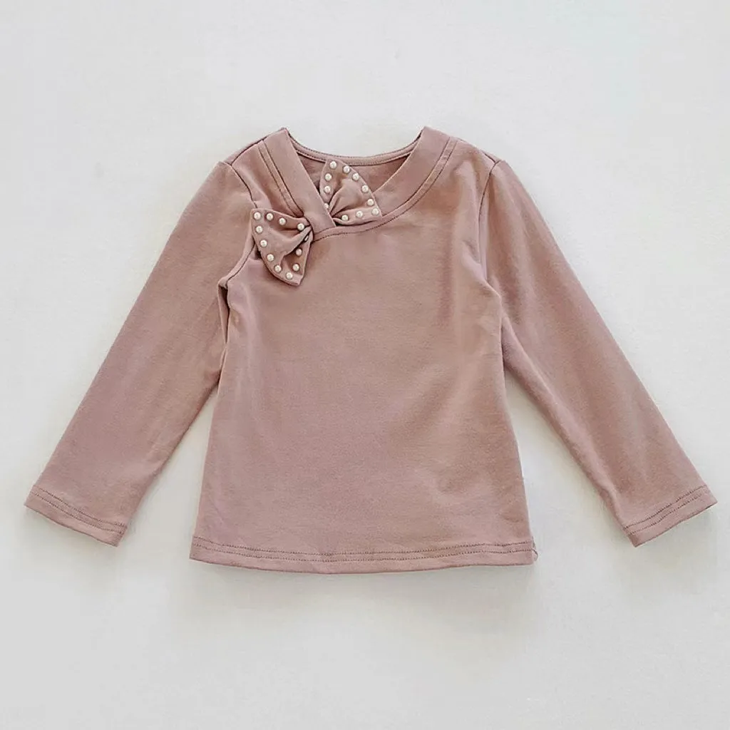 Pearl Bow Long Sleeve Top