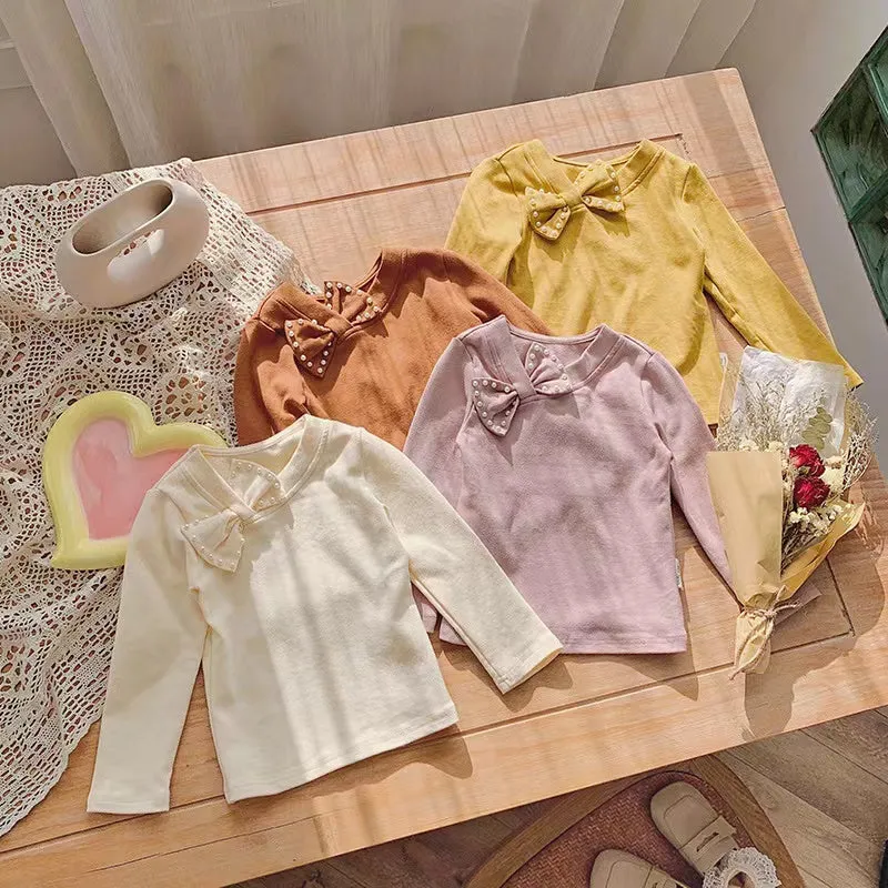 Pearl Bow Long Sleeve Top