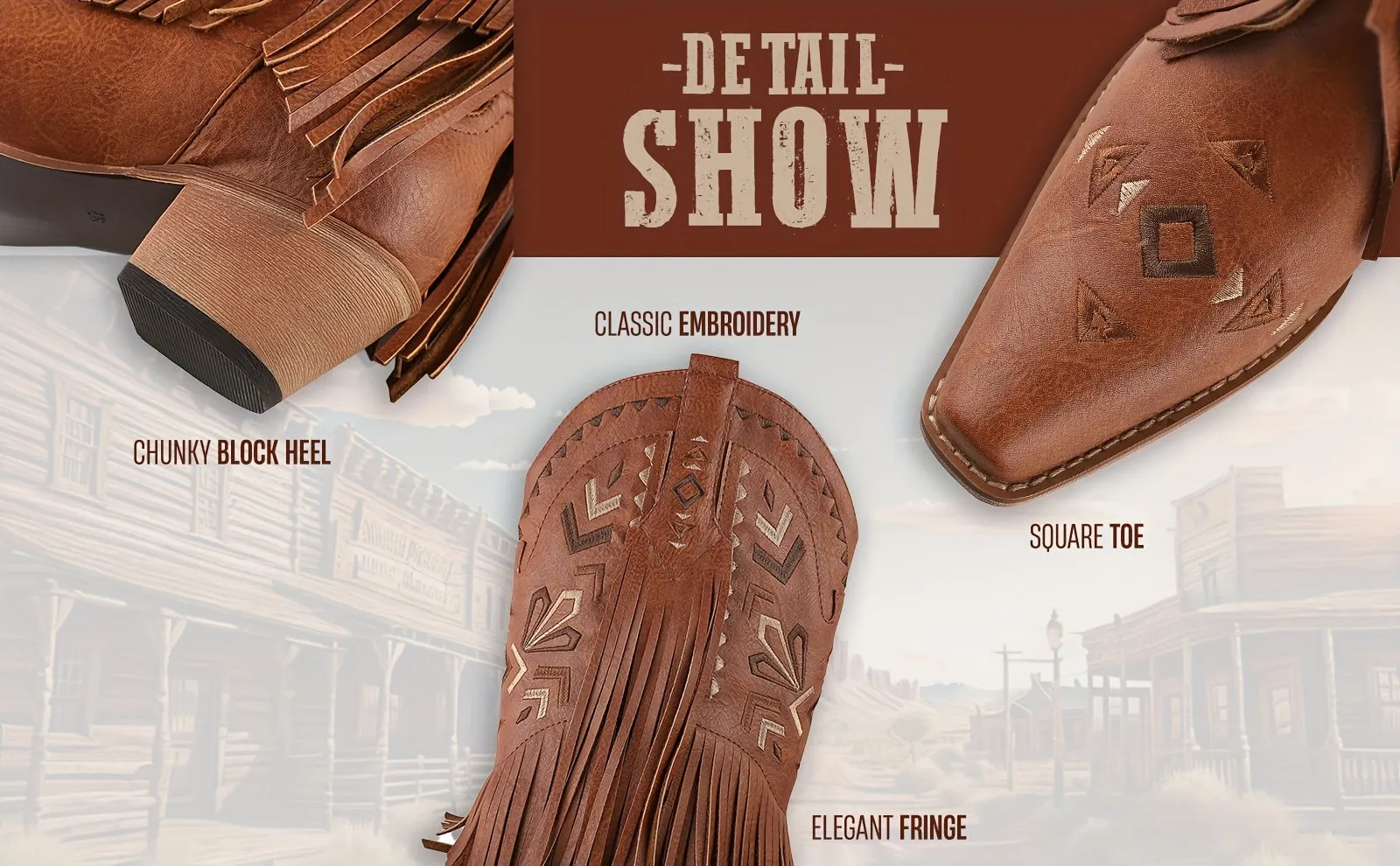 Stylish Knee-High Cowboy Boots - Featuring Tassels, Embroidery, Almond-Shaped Toes