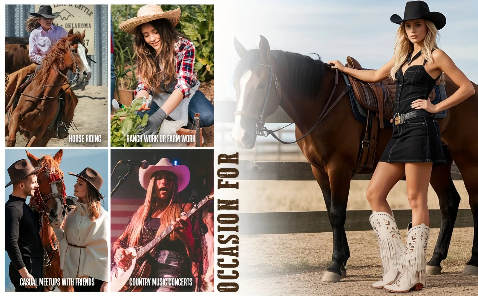 Stylish Knee-High Cowboy Boots - Featuring Tassels, Embroidery, Almond-Shaped Toes